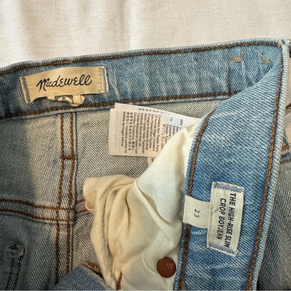 Madewell 23 High-Rise Slim Crop Boyfriend Jeans Dumas Light Wash Distressed - Picture 8 of 10